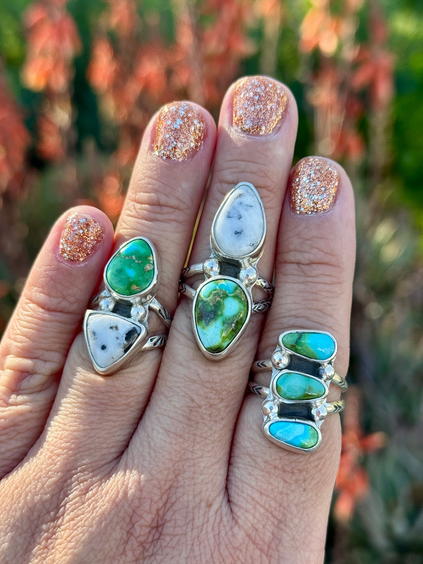 White Buffalo Sonoran Gold Turquoise ring size 8.5