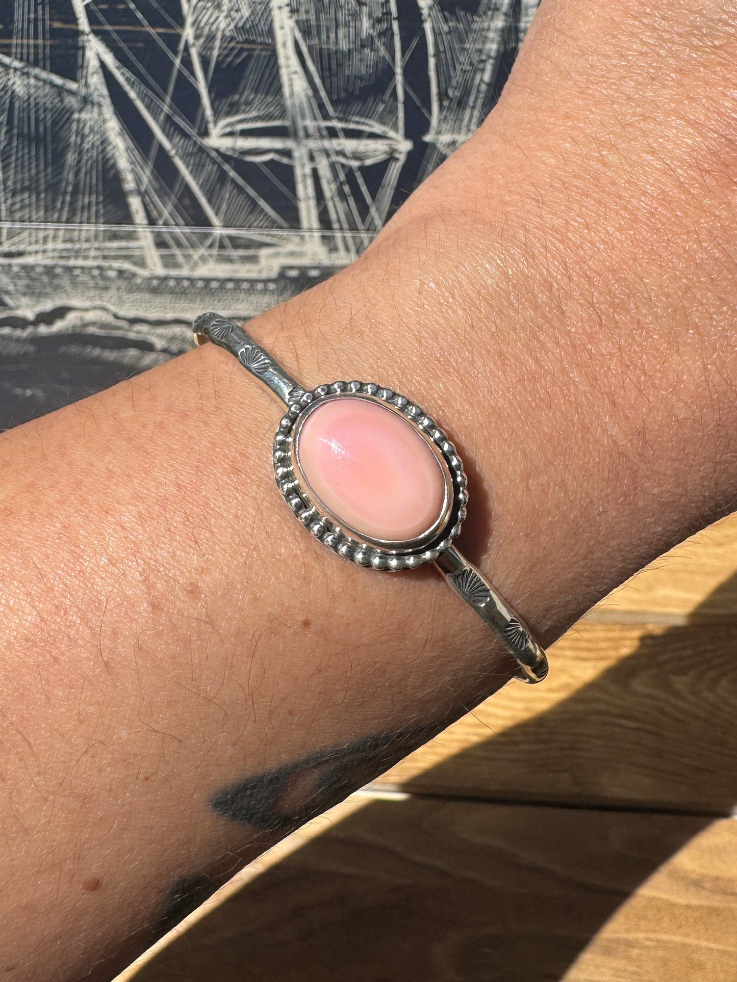 Pink Conch Shell cuff size 7.5 L/XL