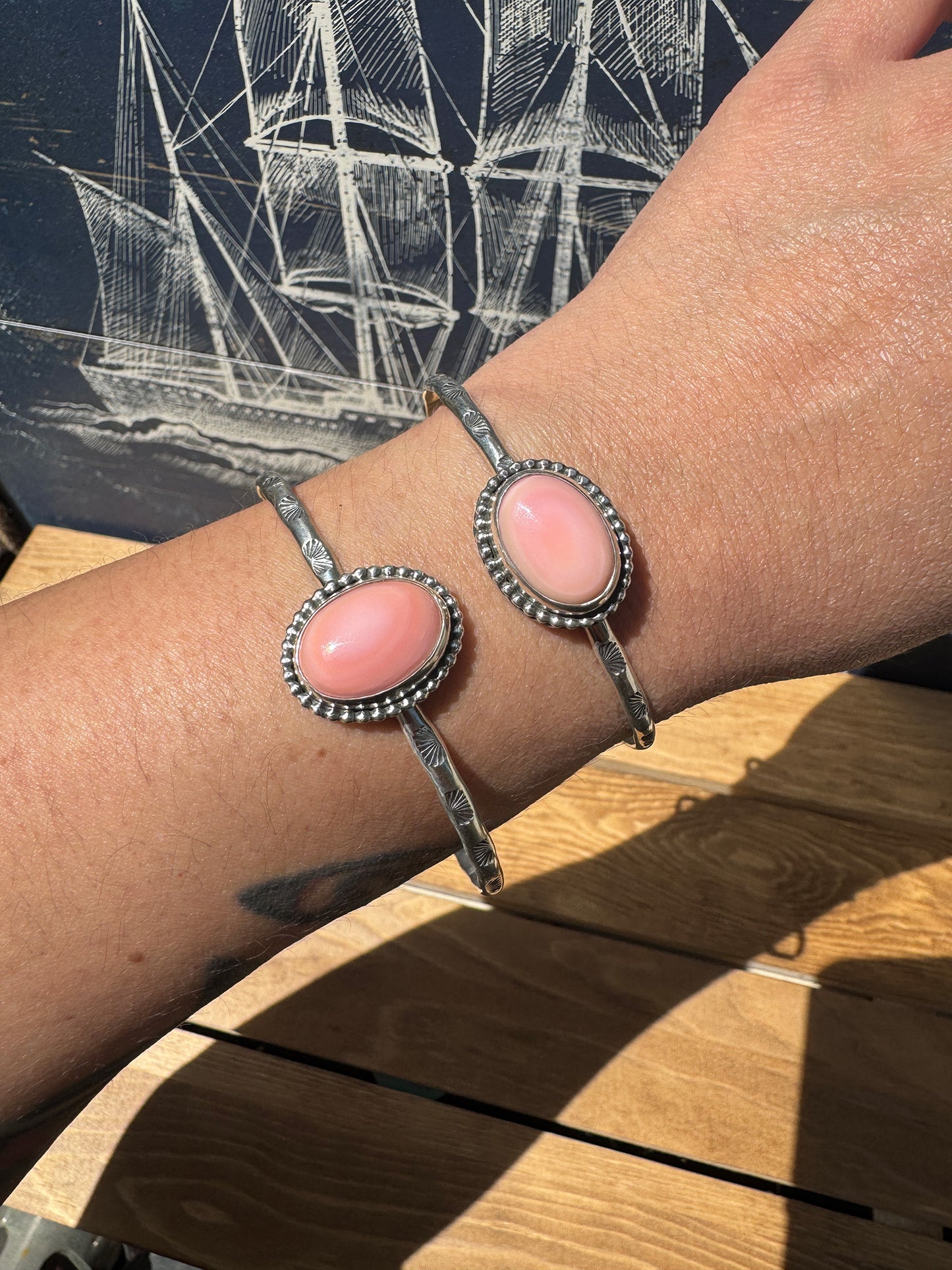 Pink Conch Shell cuff size 7.5 L/XL