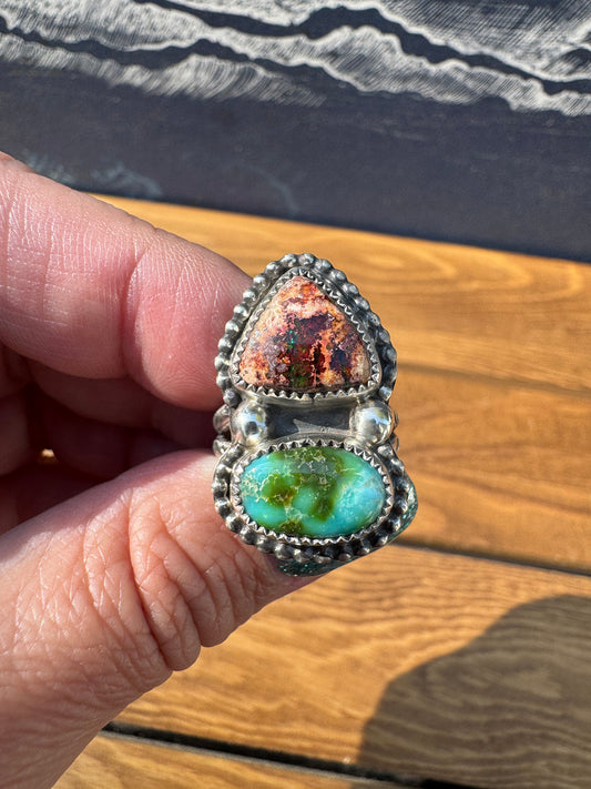 Mexican Fire Opal Sonoran Gold ring size 7.5