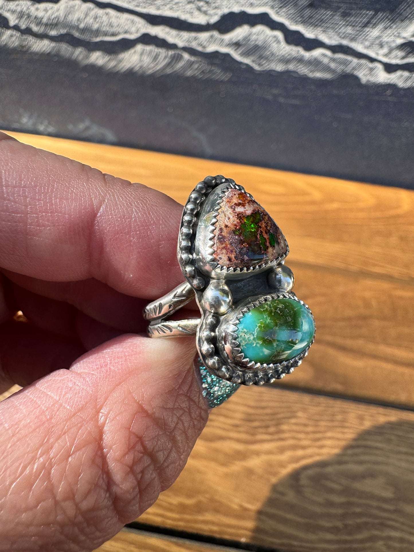 Mexican Fire Opal Sonoran Gold ring size 7