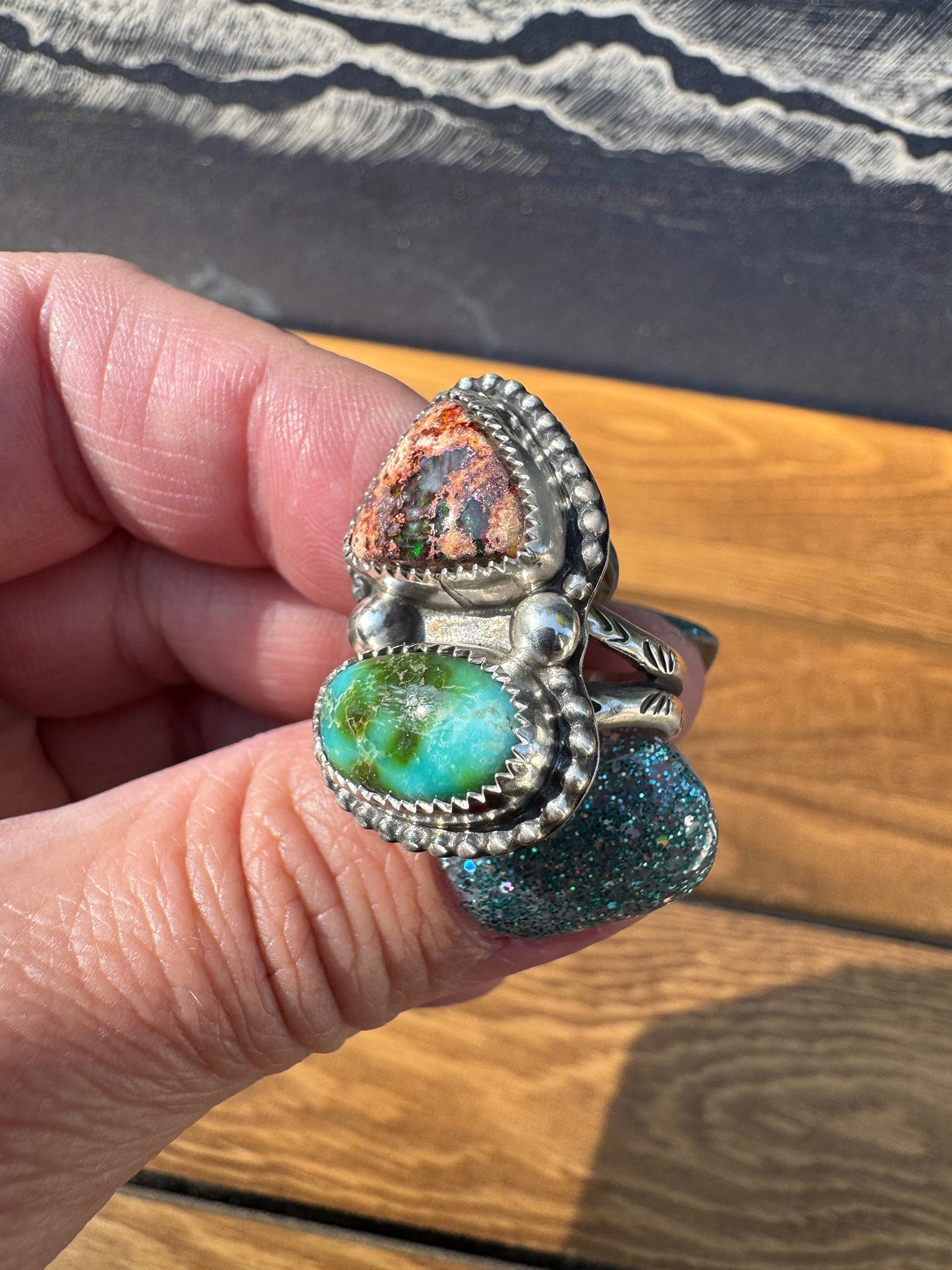 Mexican Fire Opal Sonoran Gold ring size 7