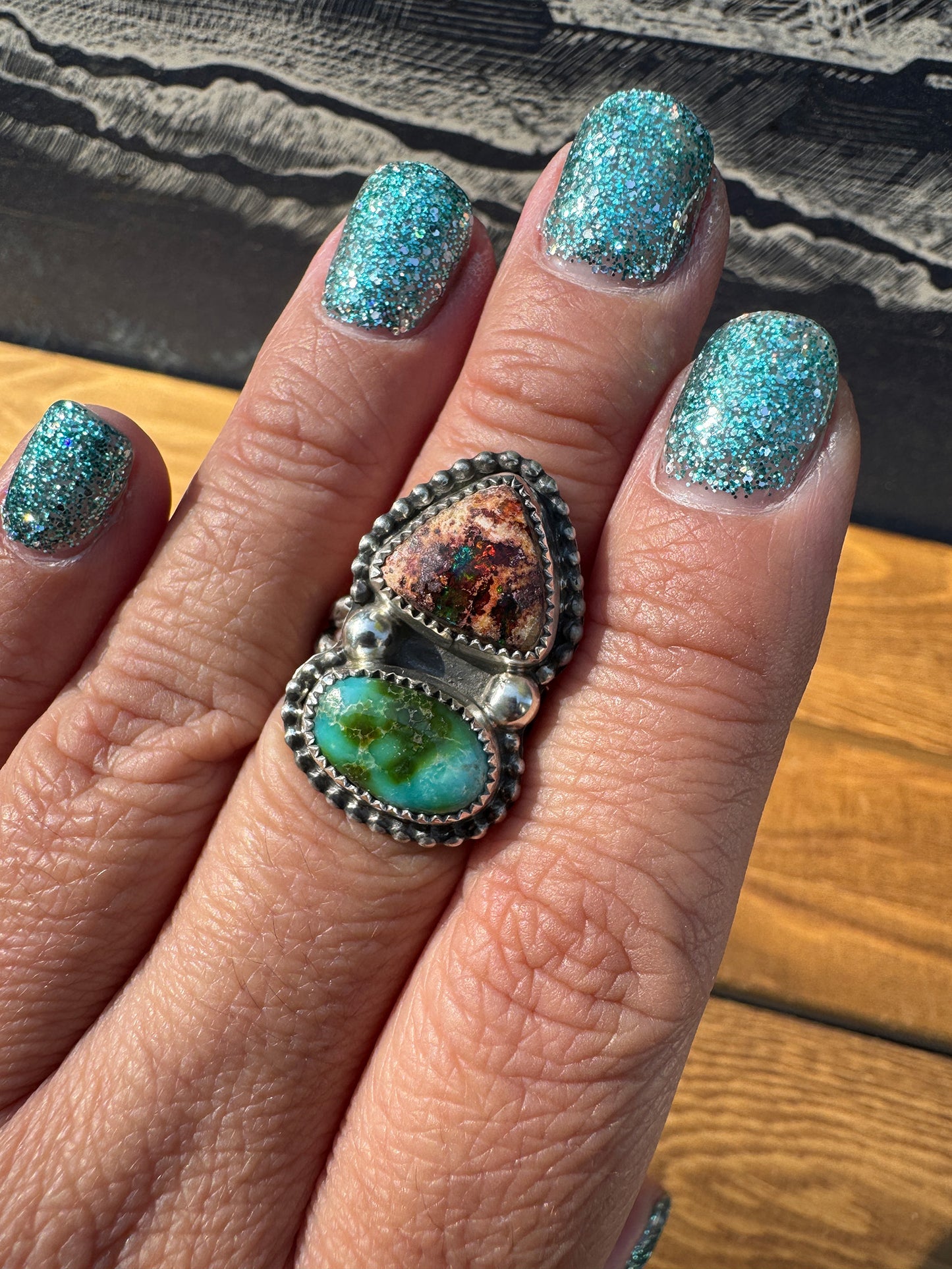 Mexican Fire Opal Sonoran Gold ring size 7