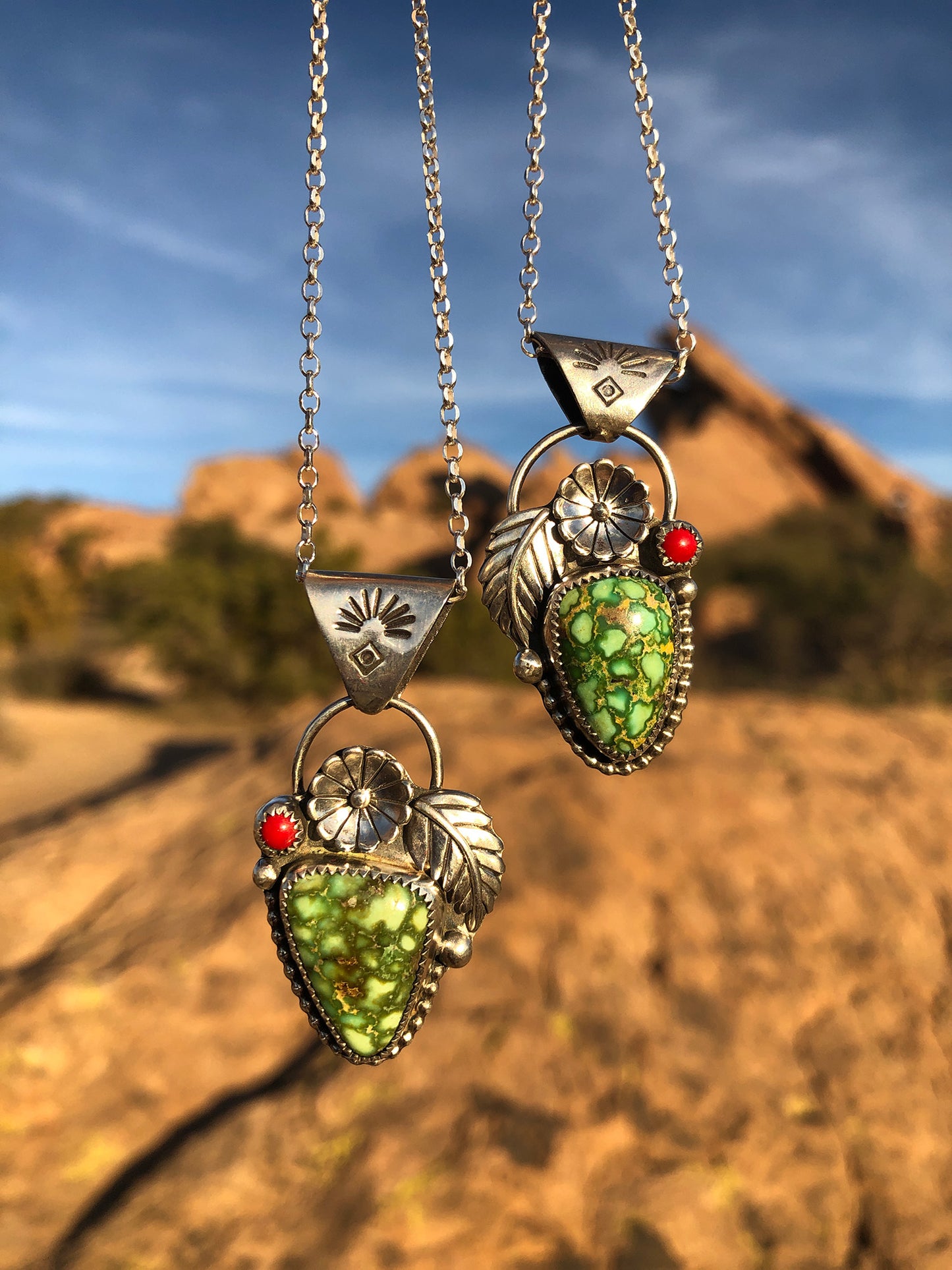 Sonoran Gold Turquoise Cactus Pendant Necklace