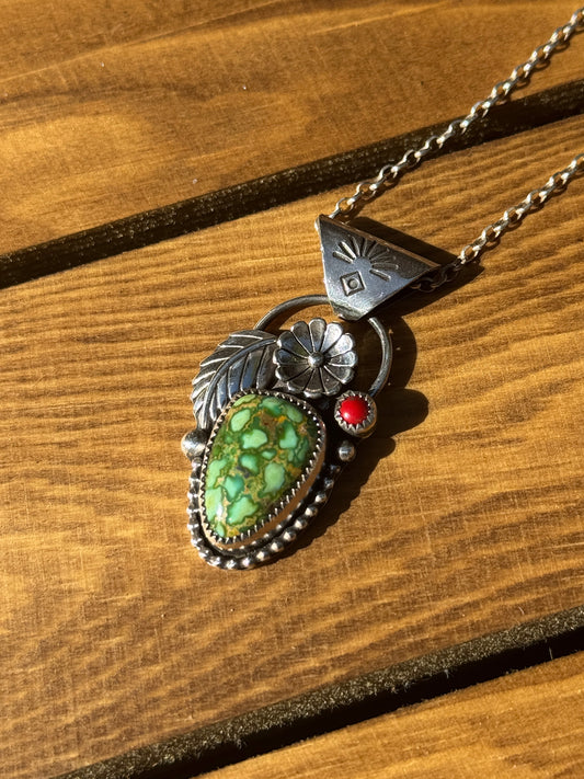 Sonoran Gold Turquoise Cactus Pendant Necklace