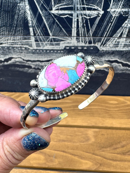 Pink Cotton Candy Kingman cuff size 7