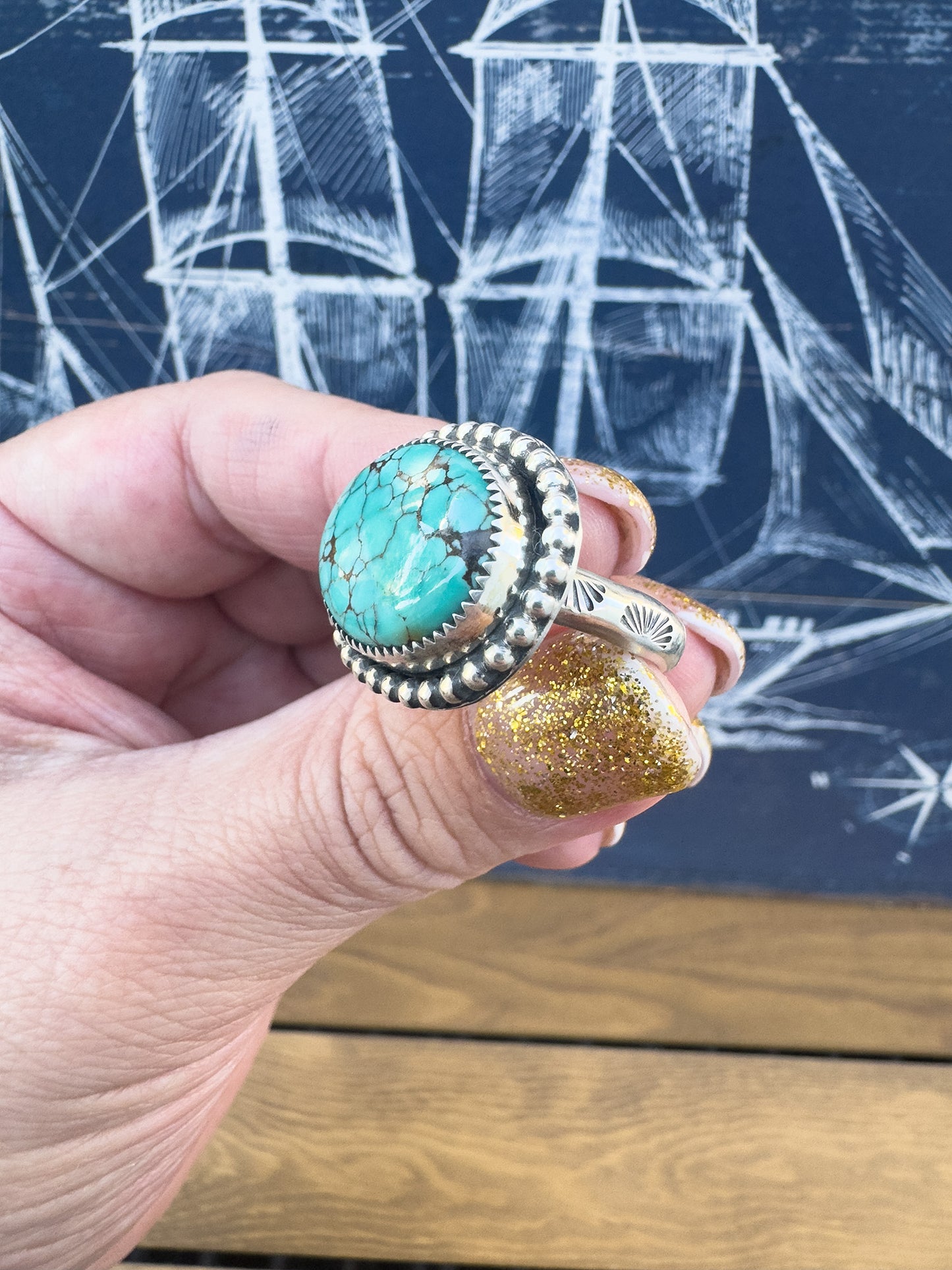 Bamboo Mountain Turquoise ring Size 9.5