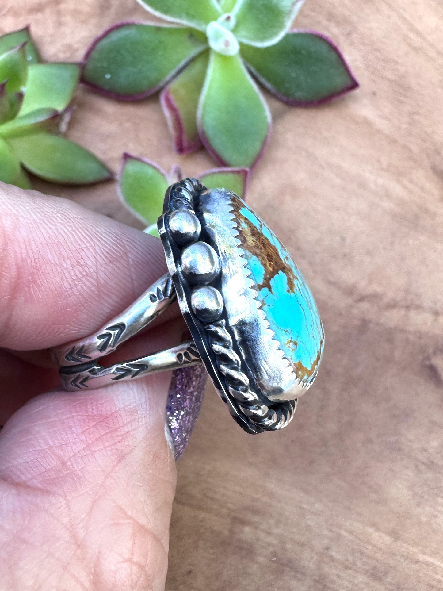 Kingman Gold Turquoise ring size 8