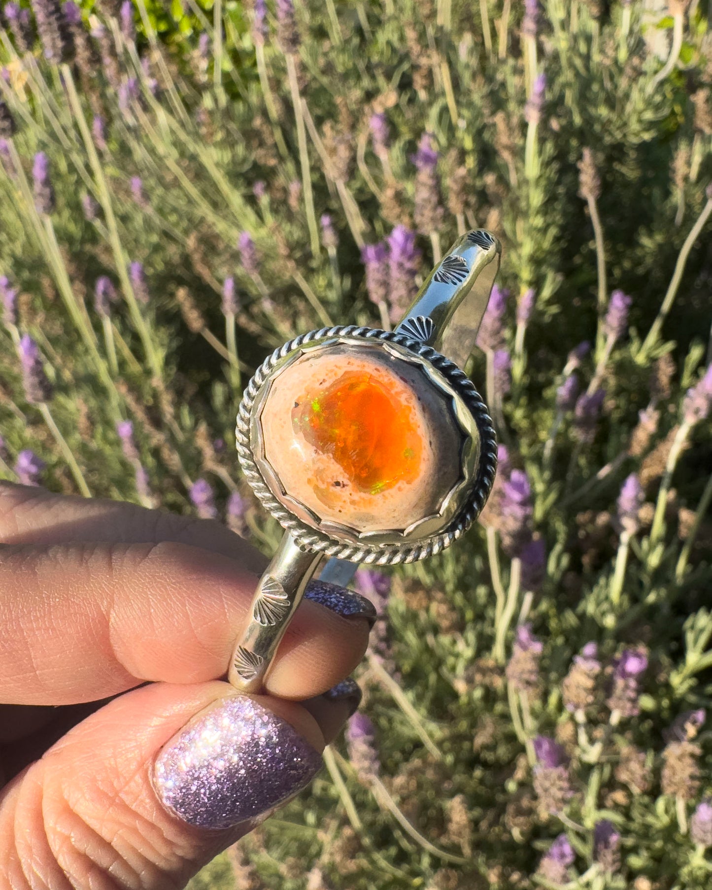 Fire Opal Cuff Size 7 M/L