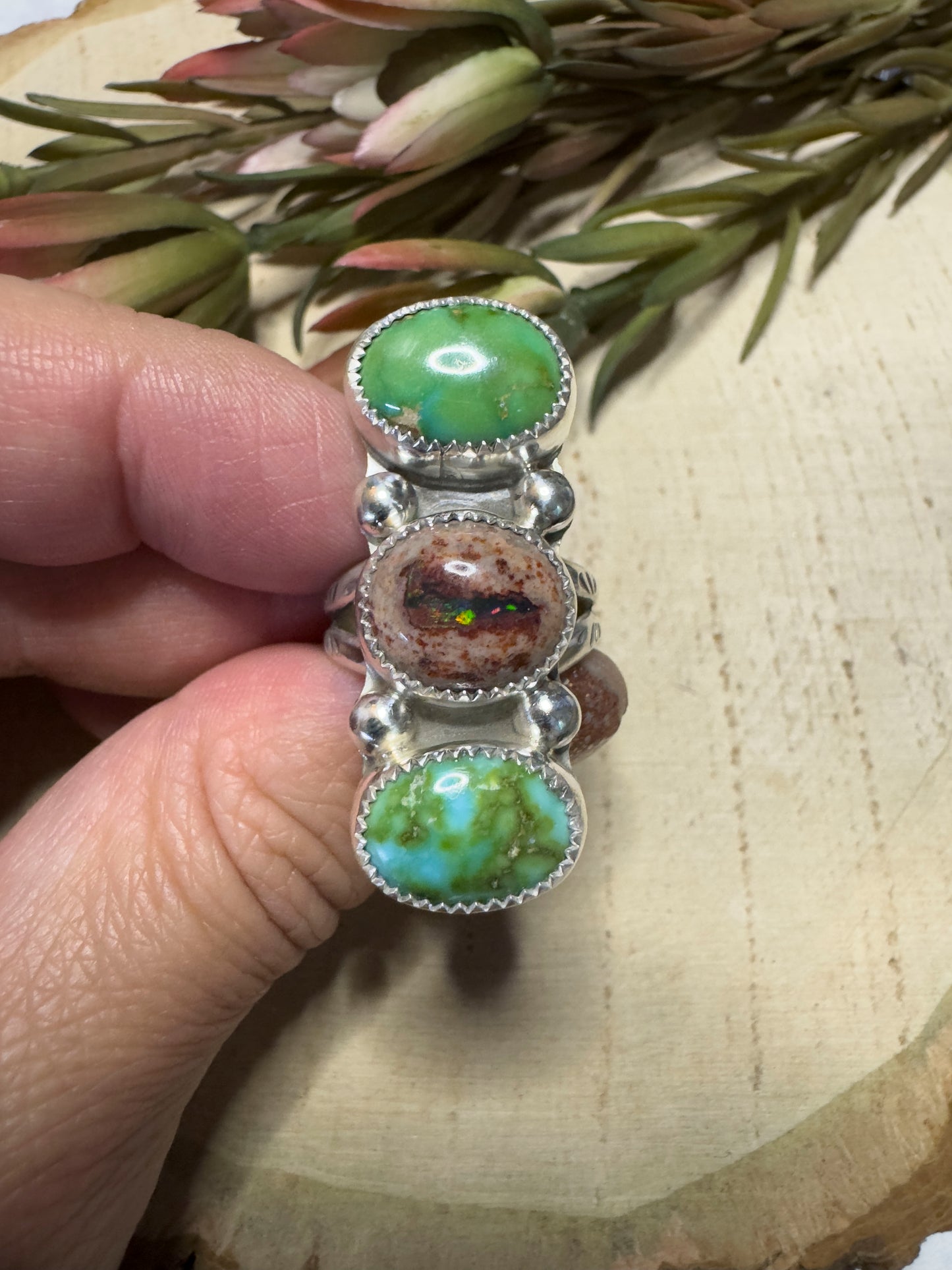 Mexican Fire Opal Sonoran Gold ring size 7.5