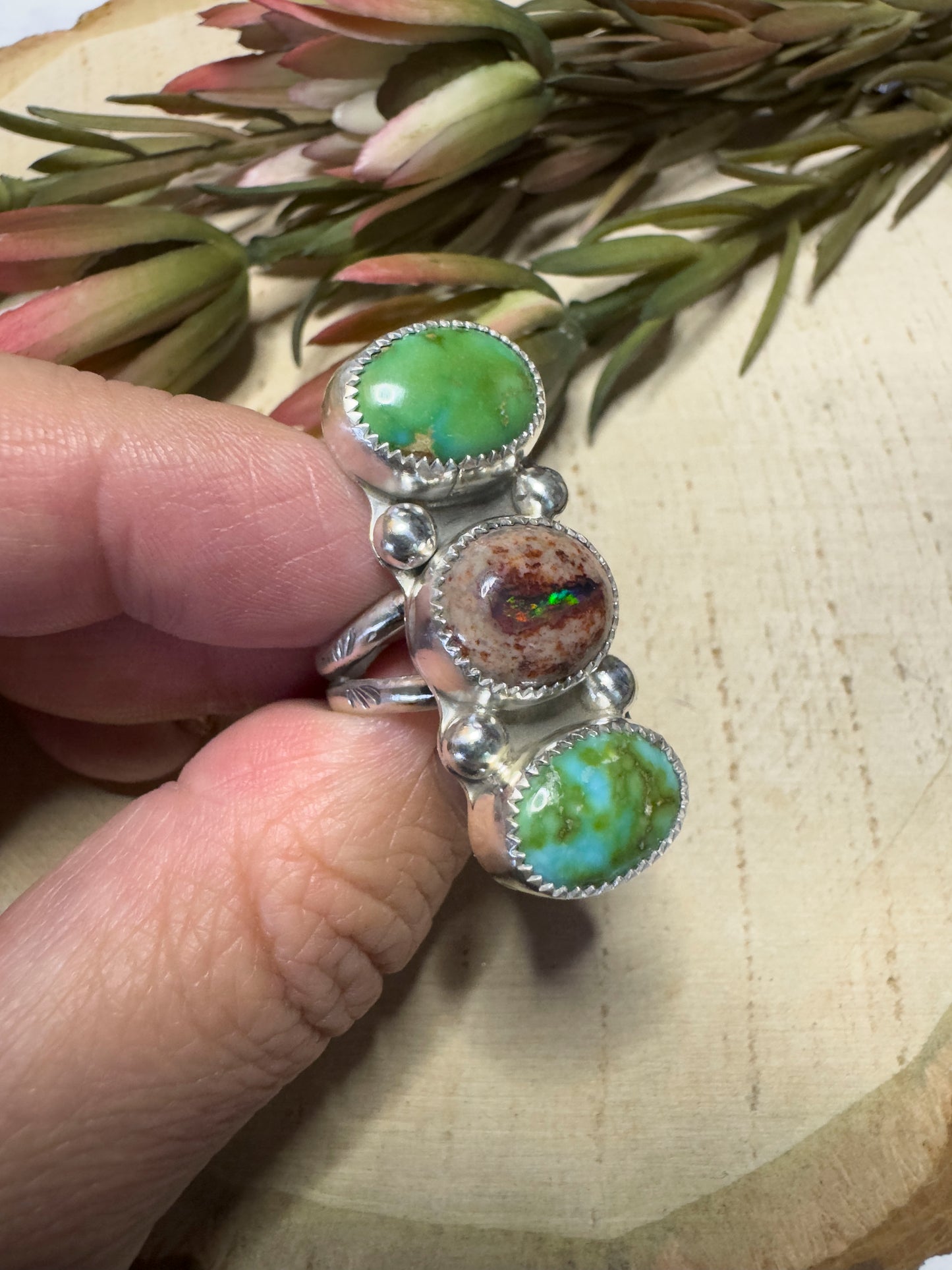 Mexican Fire Opal Sonoran Gold ring size 7.5