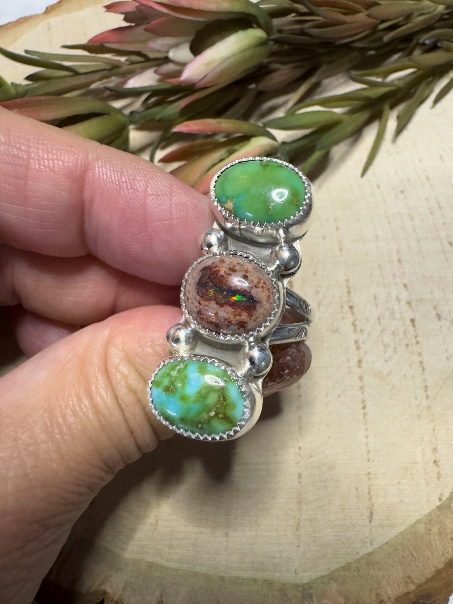 Mexican Fire Opal Sonoran Gold ring size 7.5