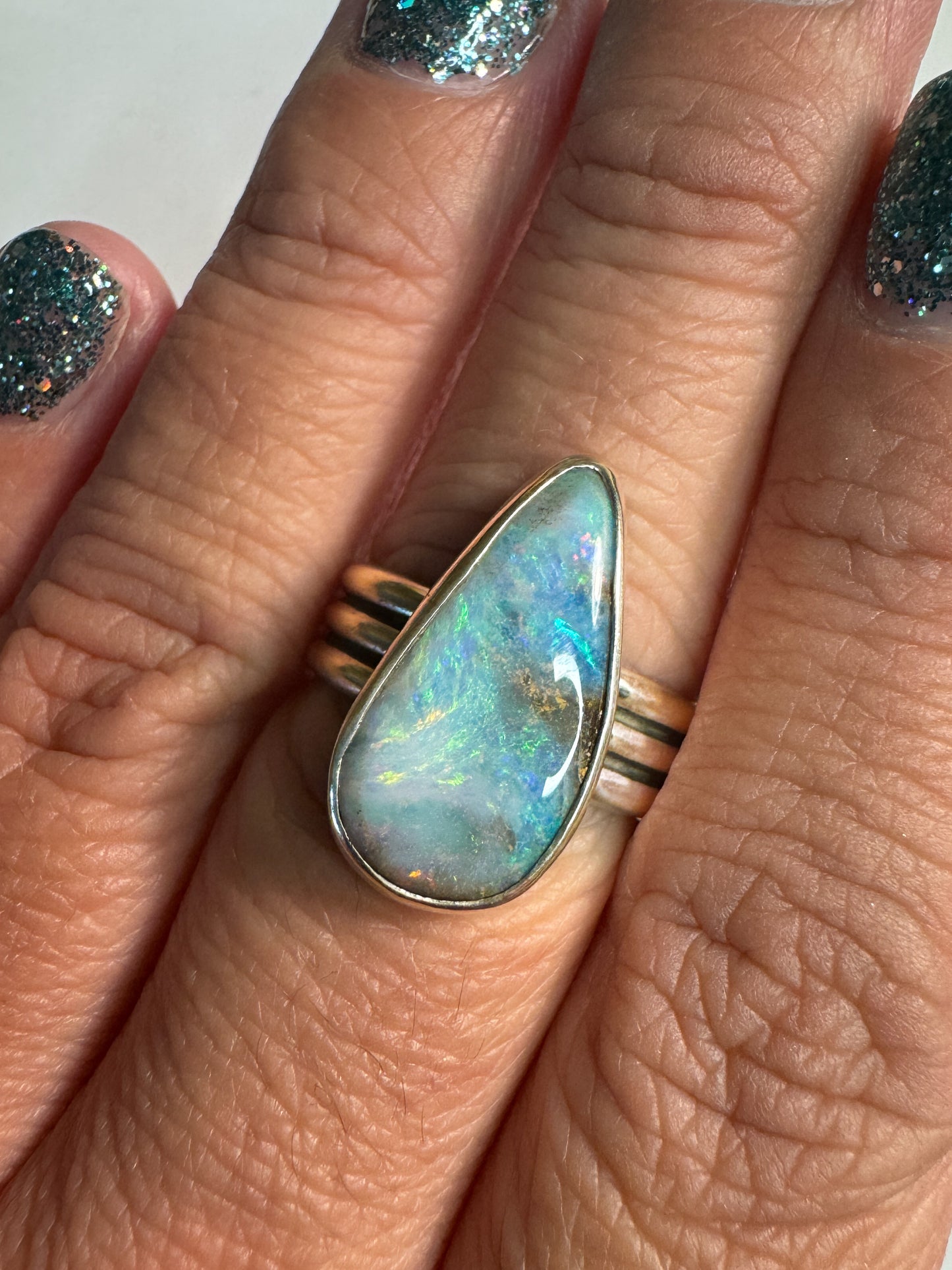 Australian Boulder Opal ring size 8.5