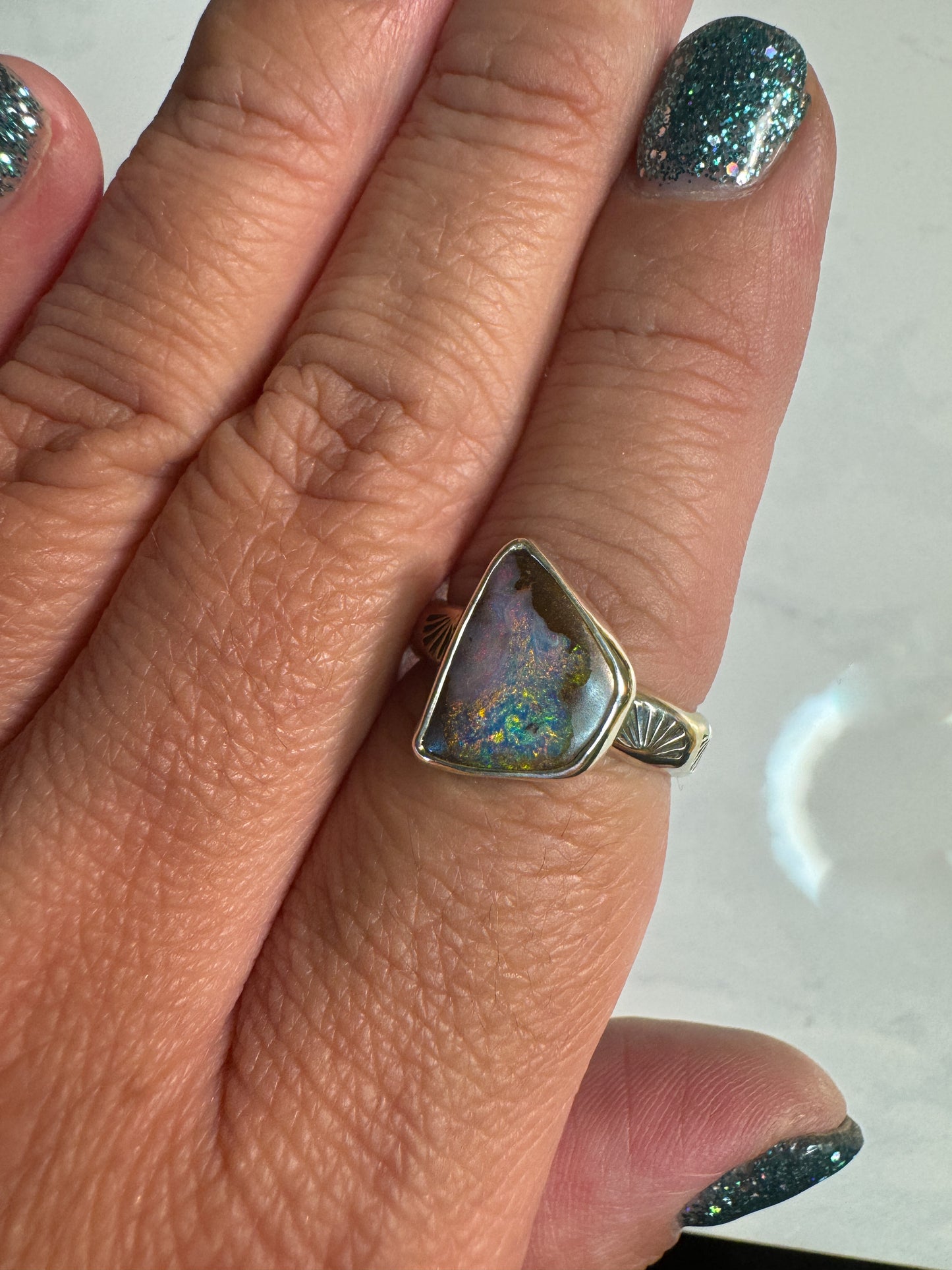 Australian Boulder Opal ring size 7.5