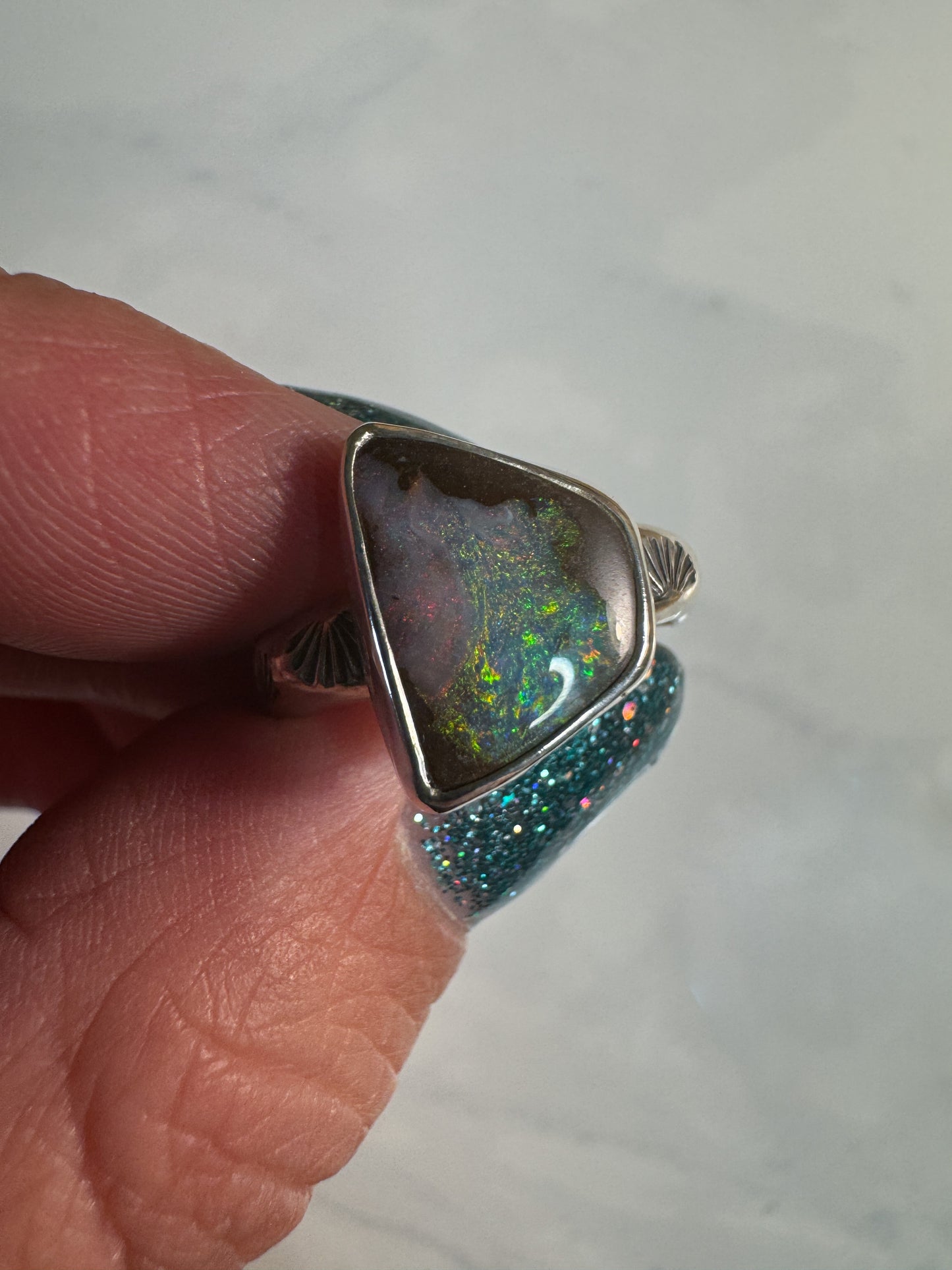 Australian Boulder Opal ring size 7.5