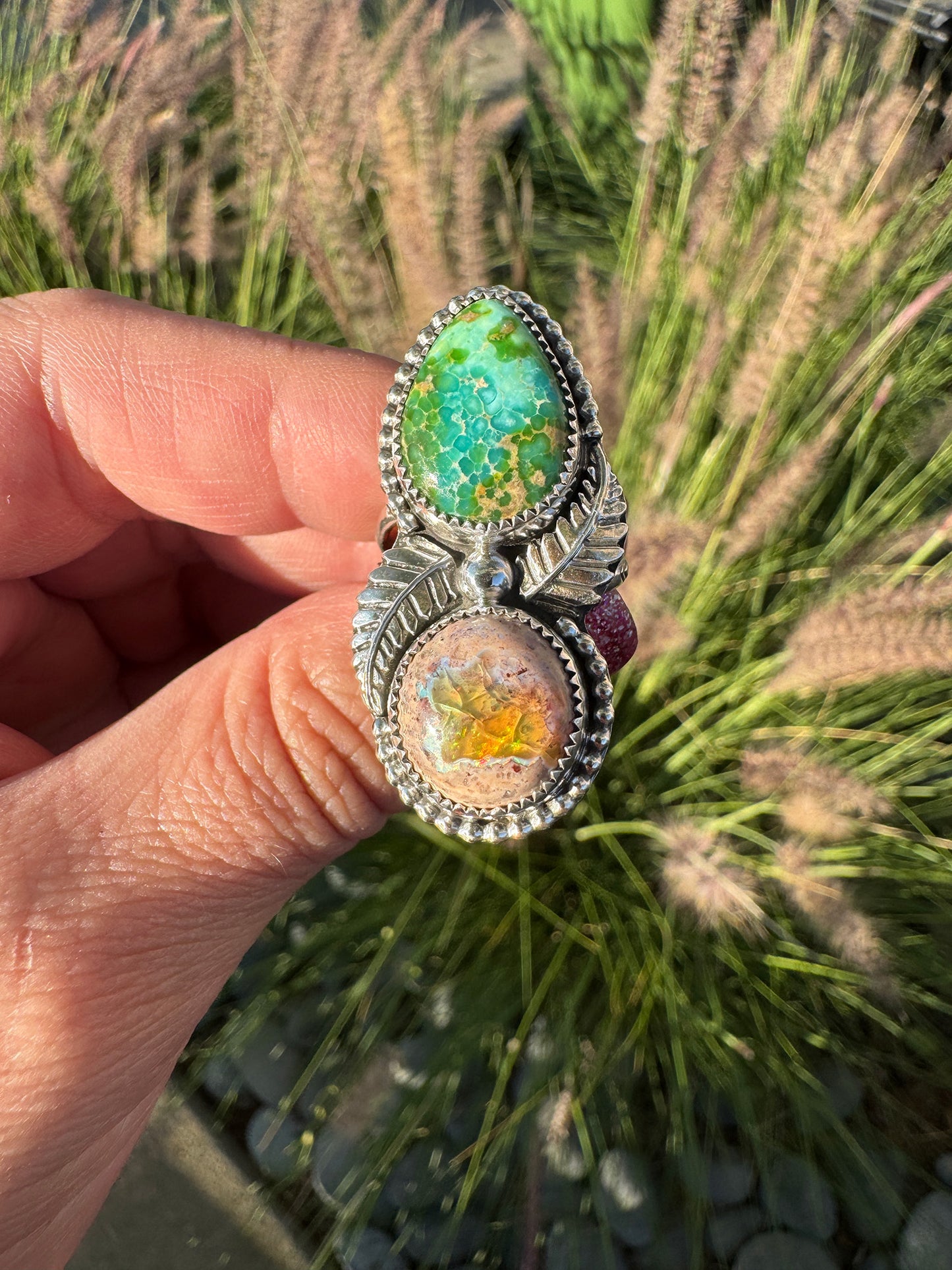 Mexican Fire Opal Sonoran Gold ring size 8.5