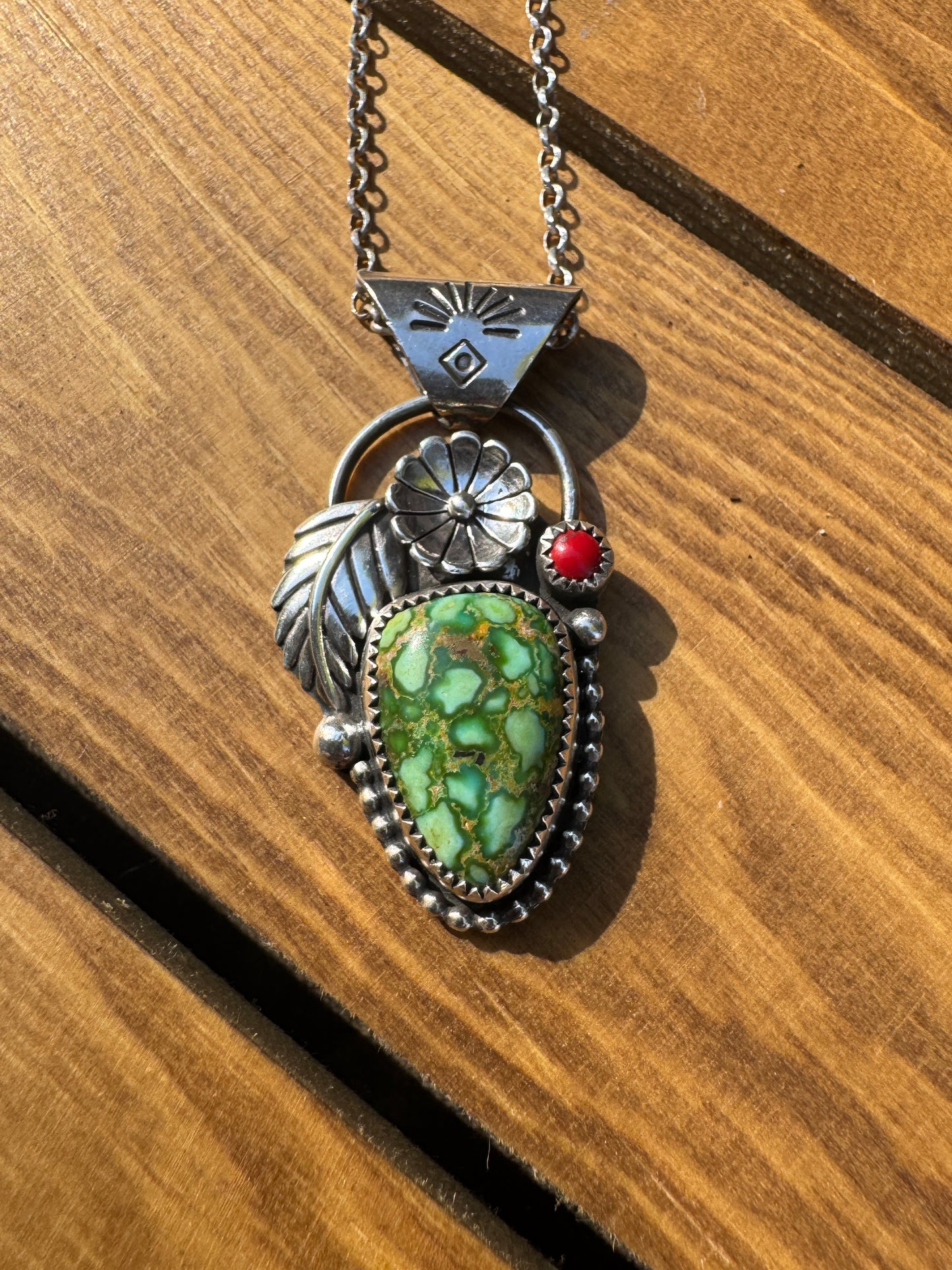 Sonoran Gold Turquoise Cactus Pendant Necklace