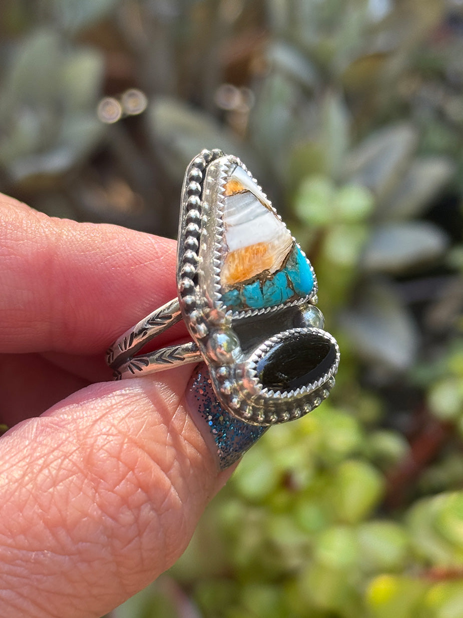 Spiny Oyster Kingman Turquoise ring size 9 – Silver Saints Co