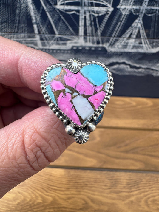 Pink Cotton Candy Kingman ring size 9