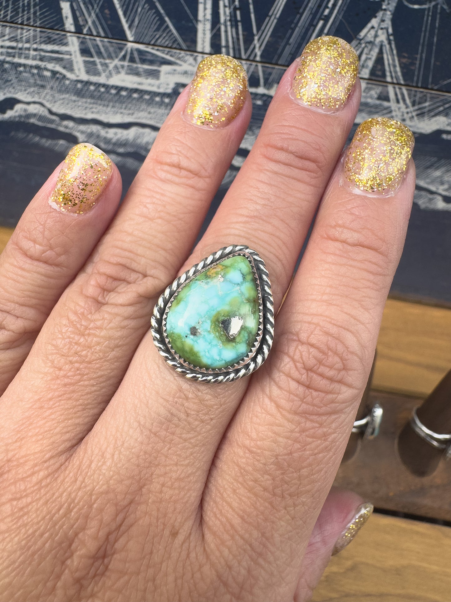 Sonoran Gold Turquoise ring Size 9