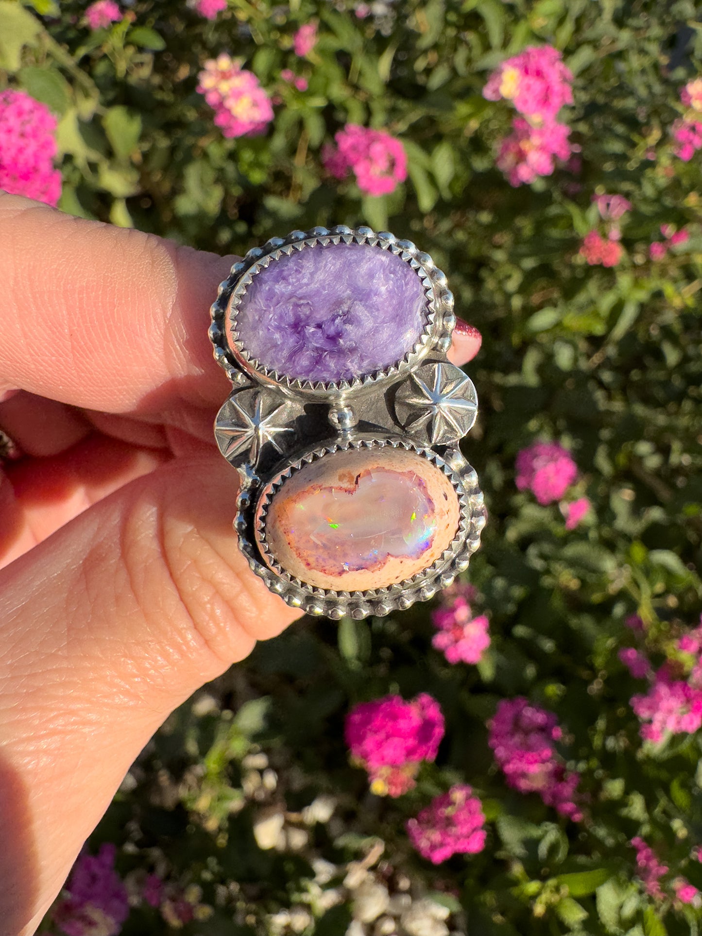 Fire Opal & Charoite size 8.5