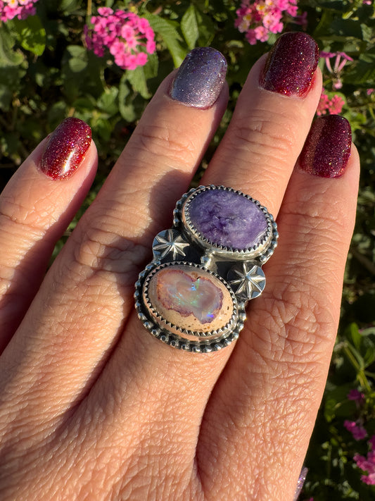 Fire Opal & Charoite size 8.5