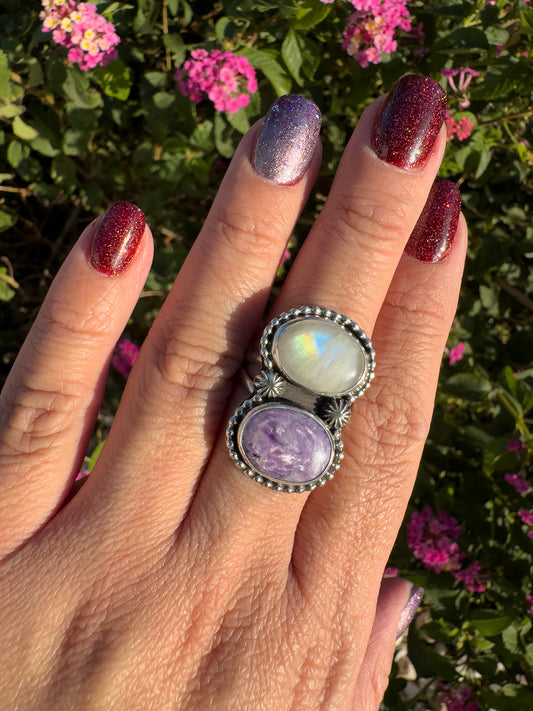 Moonstone & Charoite size 9.5