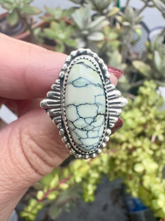 Silver Peak Variscite ring size 7