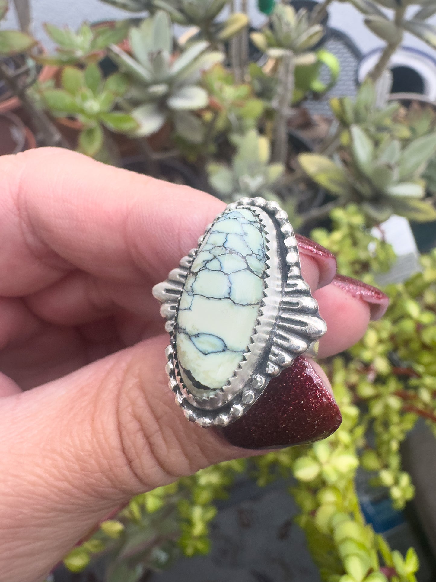 Silver Peak Variscite ring size 7