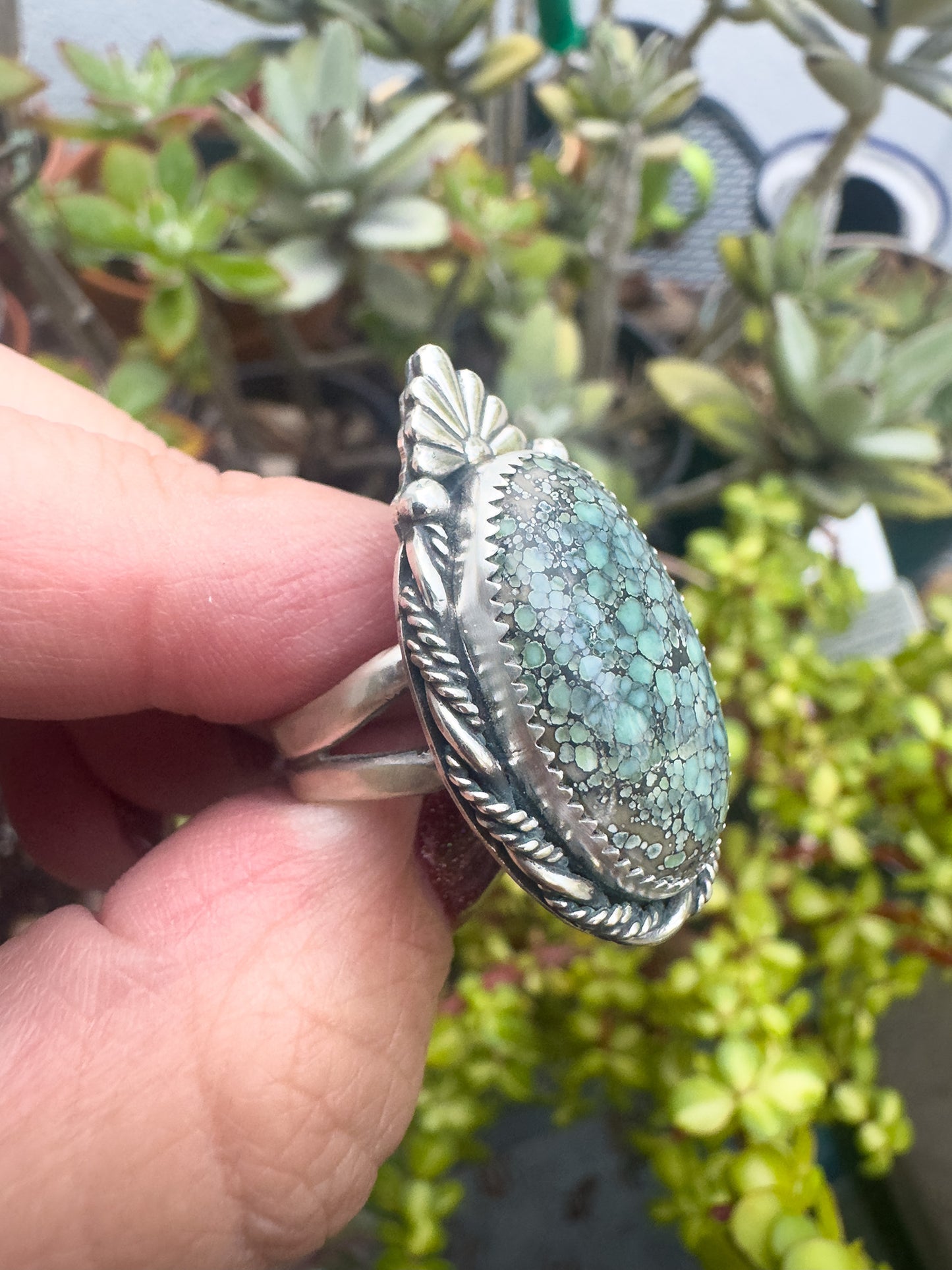 Silver Peak Variscite ring size 9