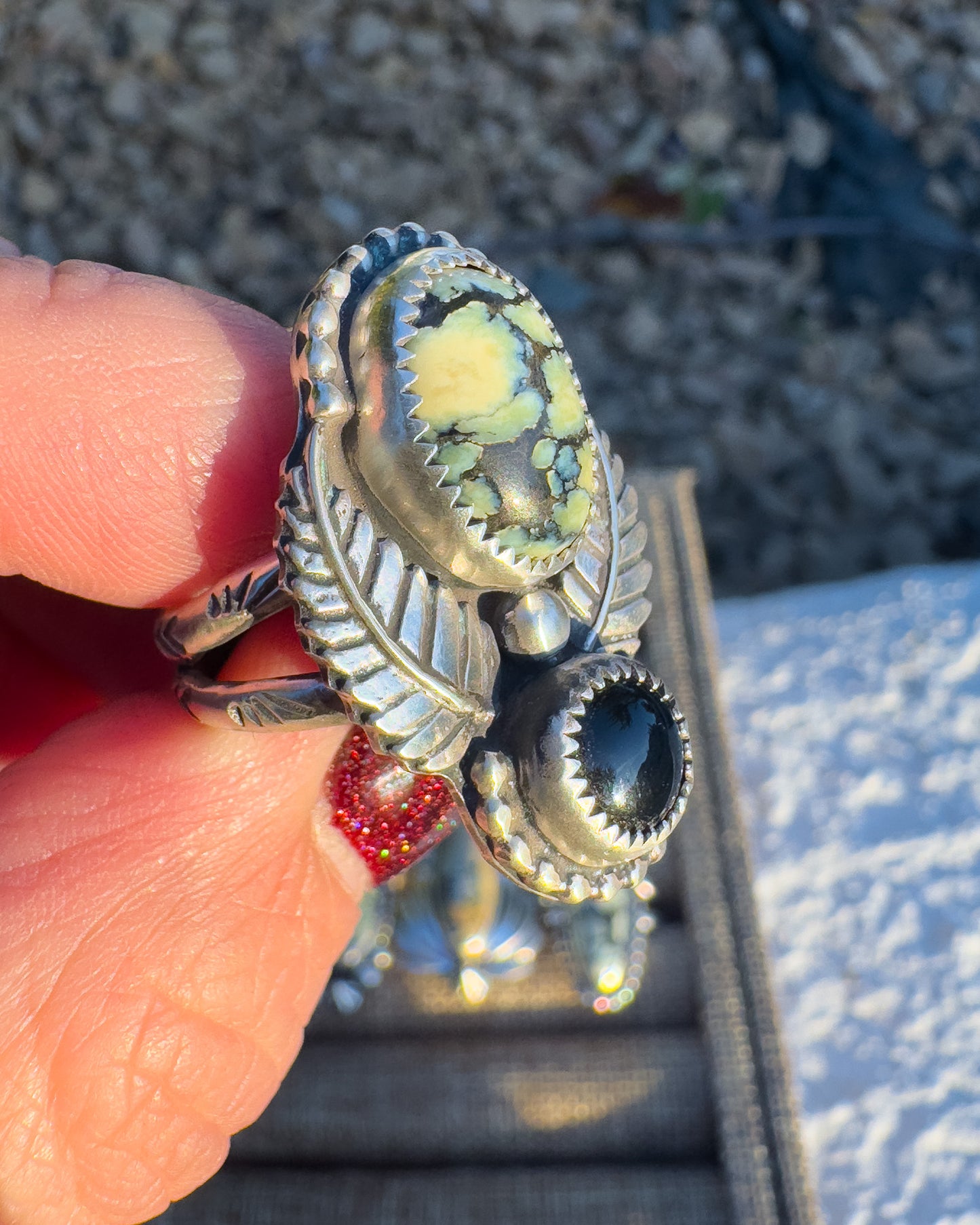 Silver Peak Variscite ring size 7.5