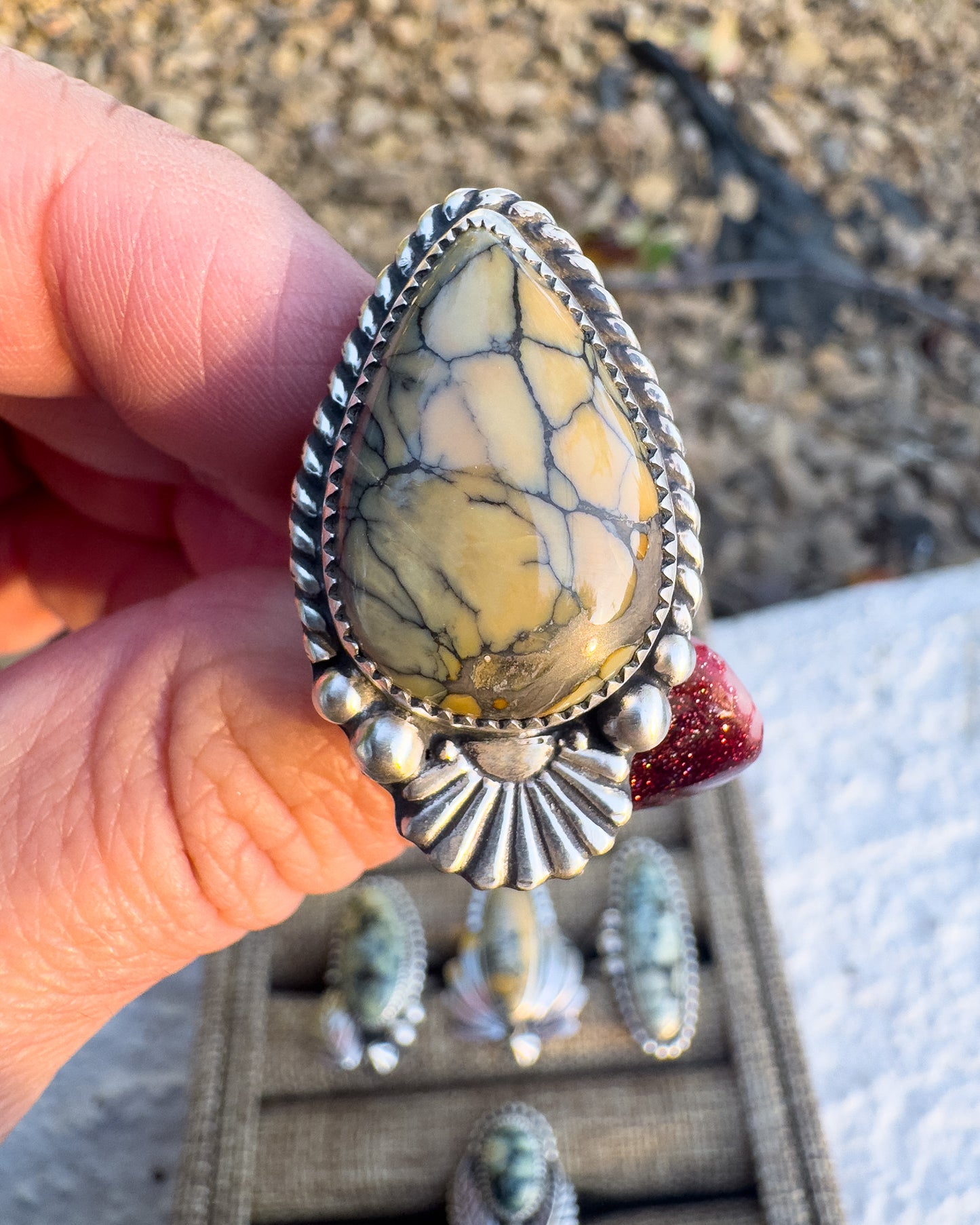 Silver Peak Variscite ring size 9