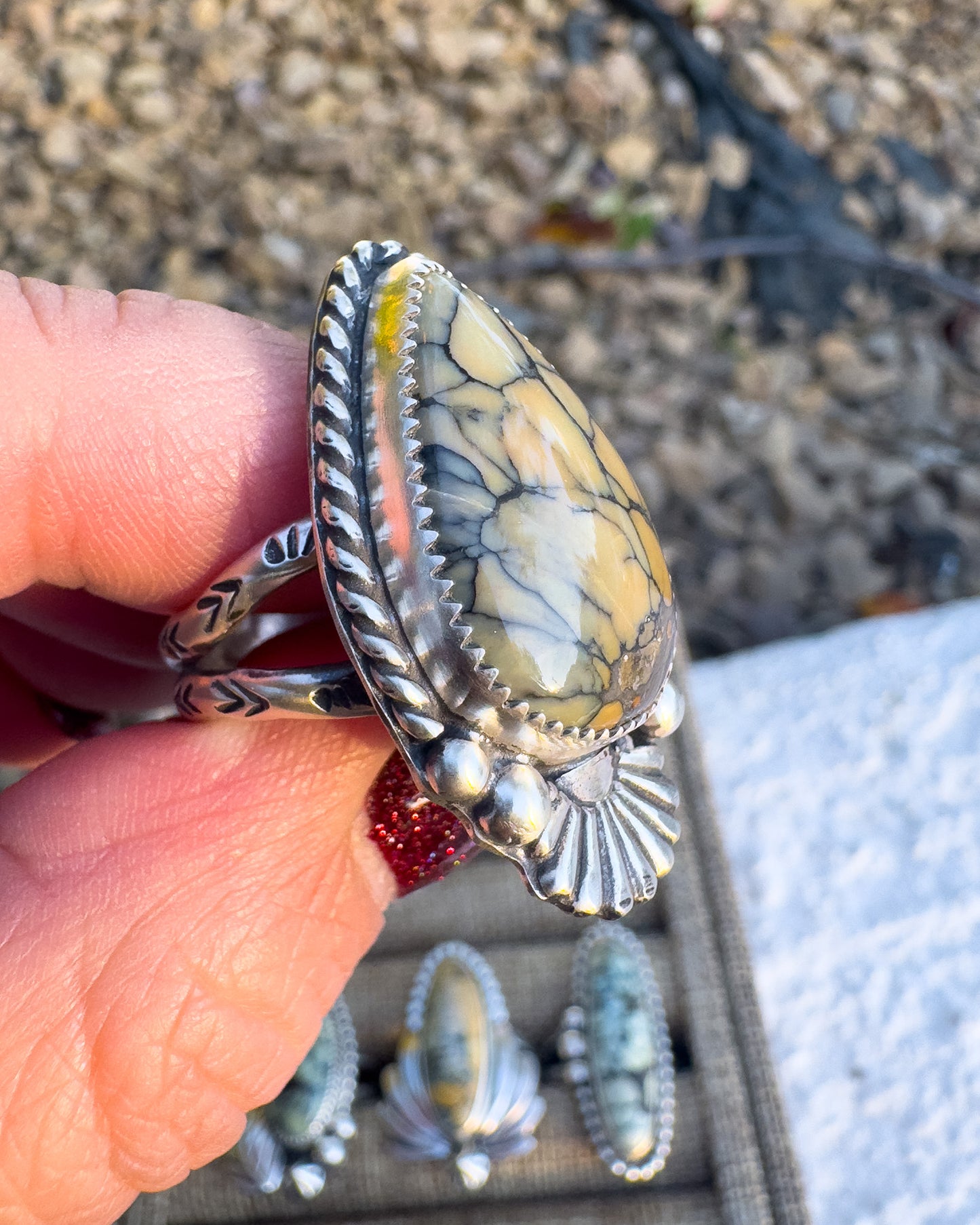 Silver Peak Variscite ring size 9