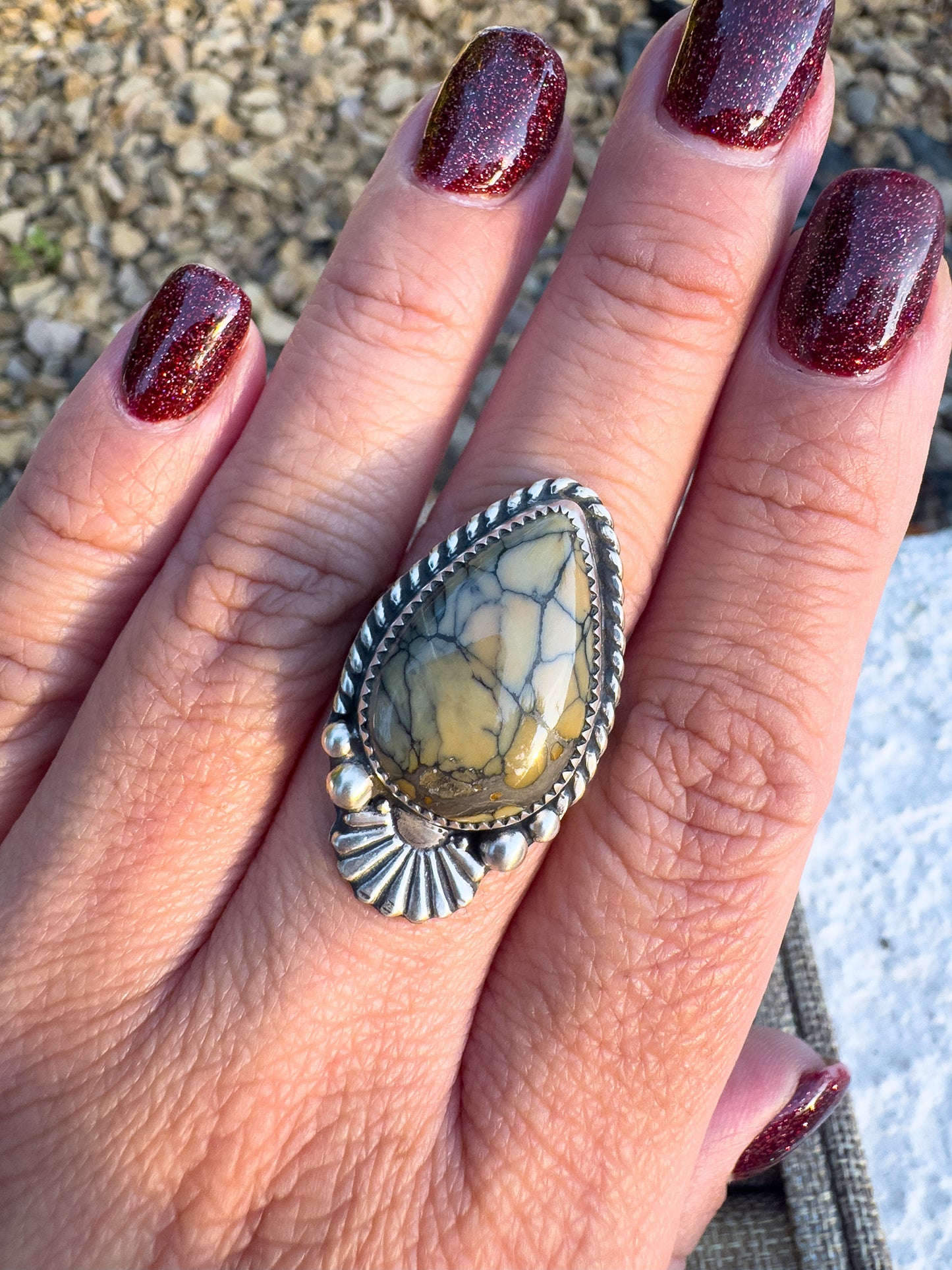 Silver Peak Variscite ring size 9