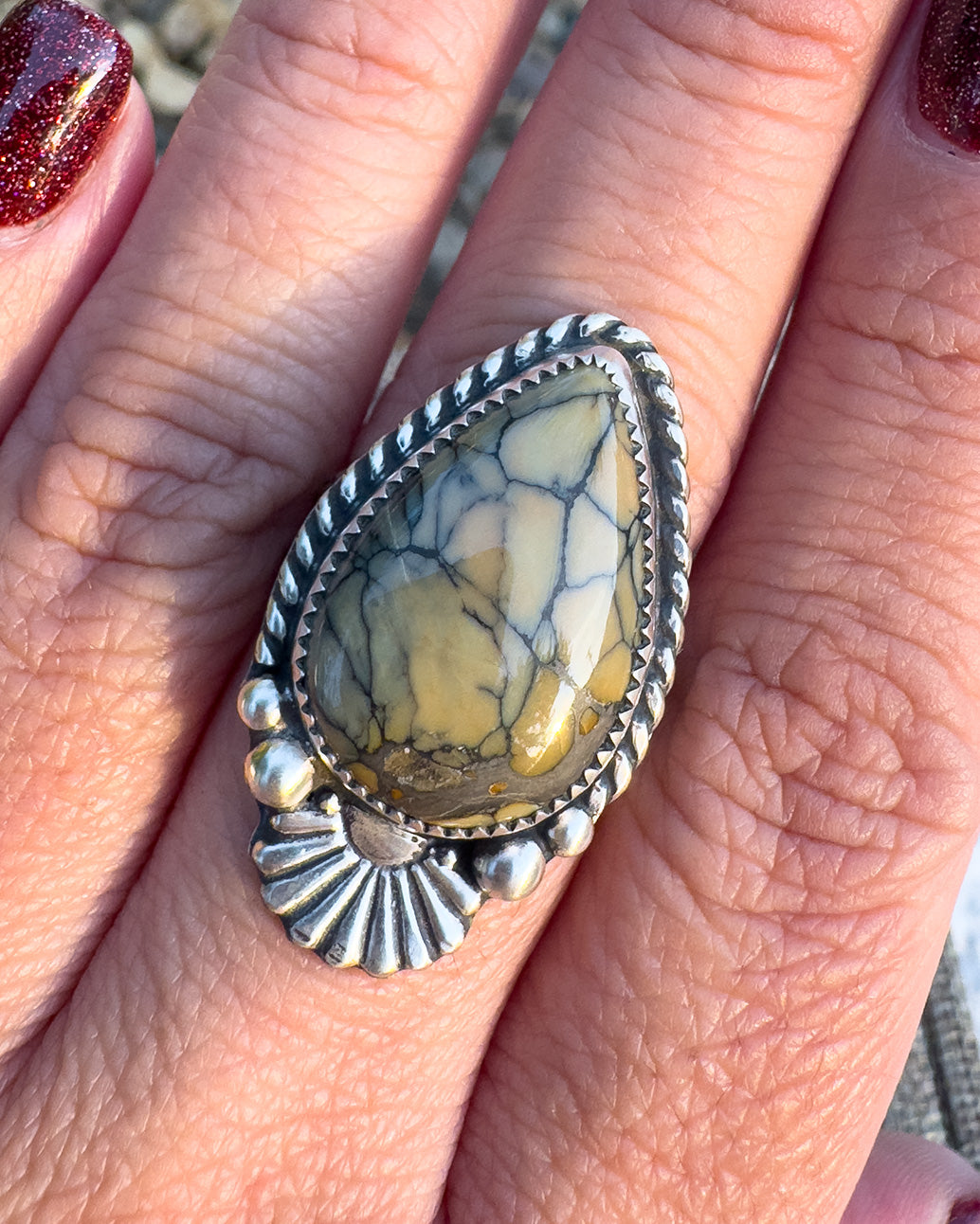 Silver Peak Variscite ring size 9