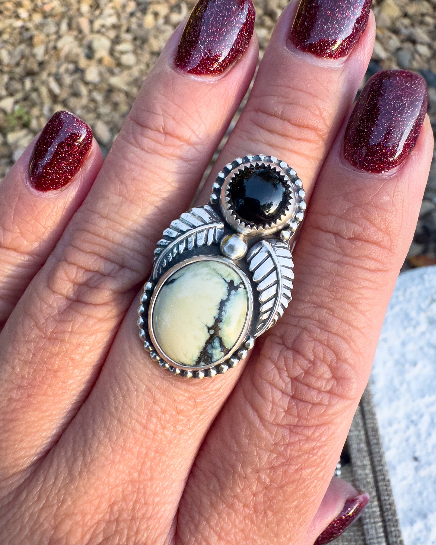 Silver Peak Variscite ring size 8