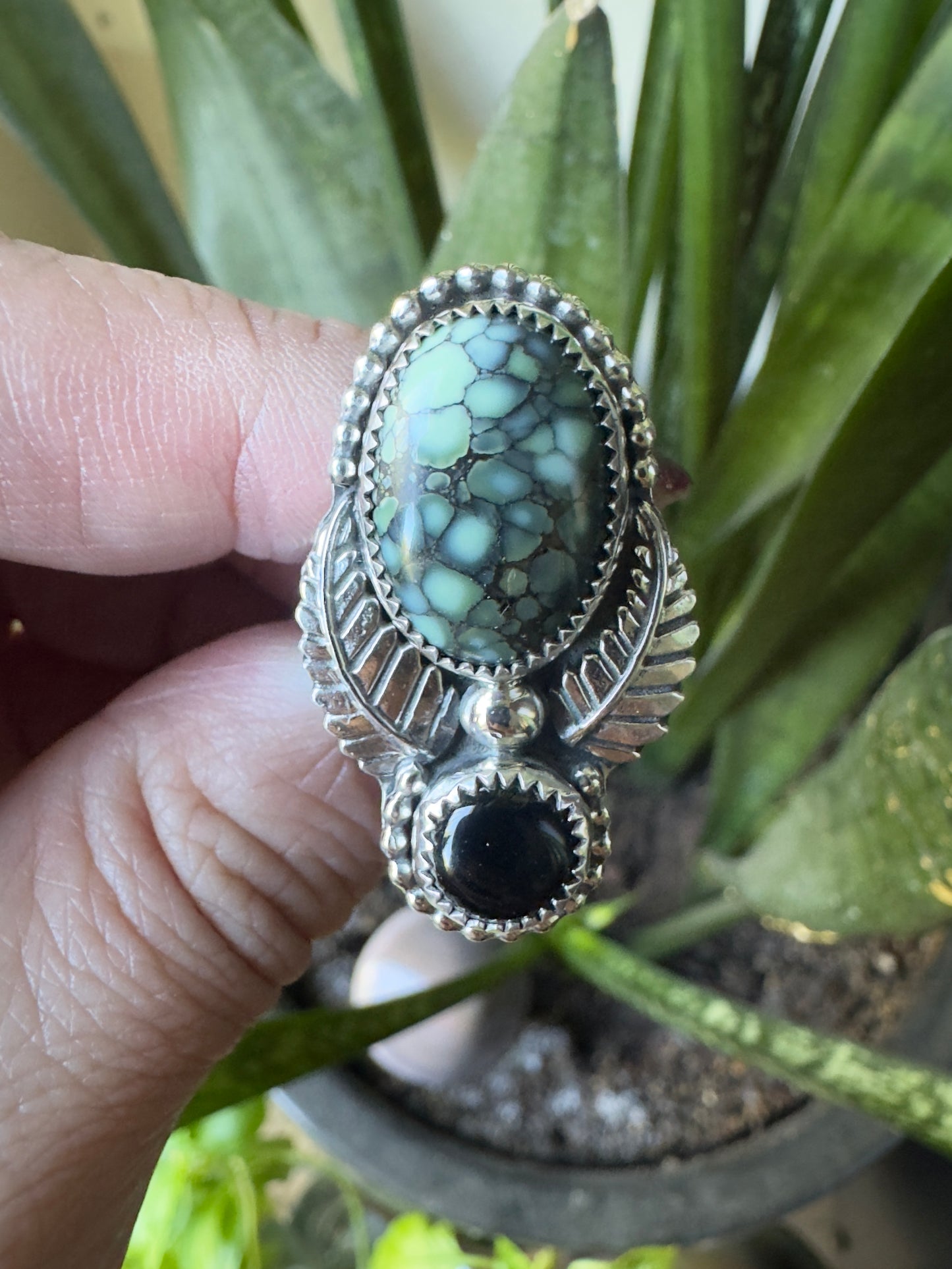 Silver Peak Variscite ring size 9