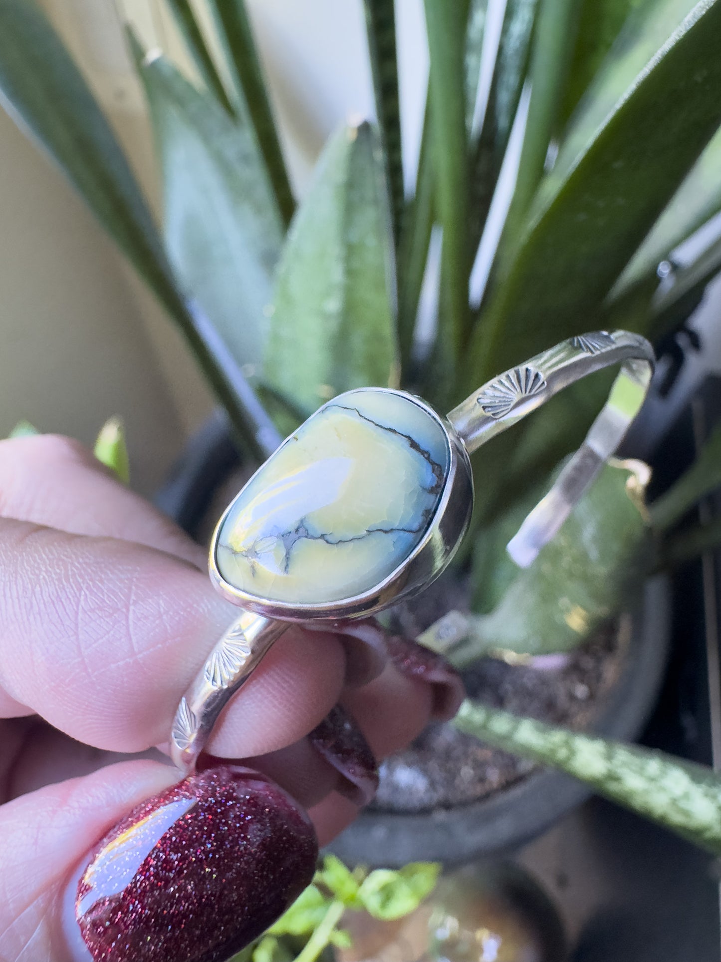 Silver Peak Variscite Cuff size 7