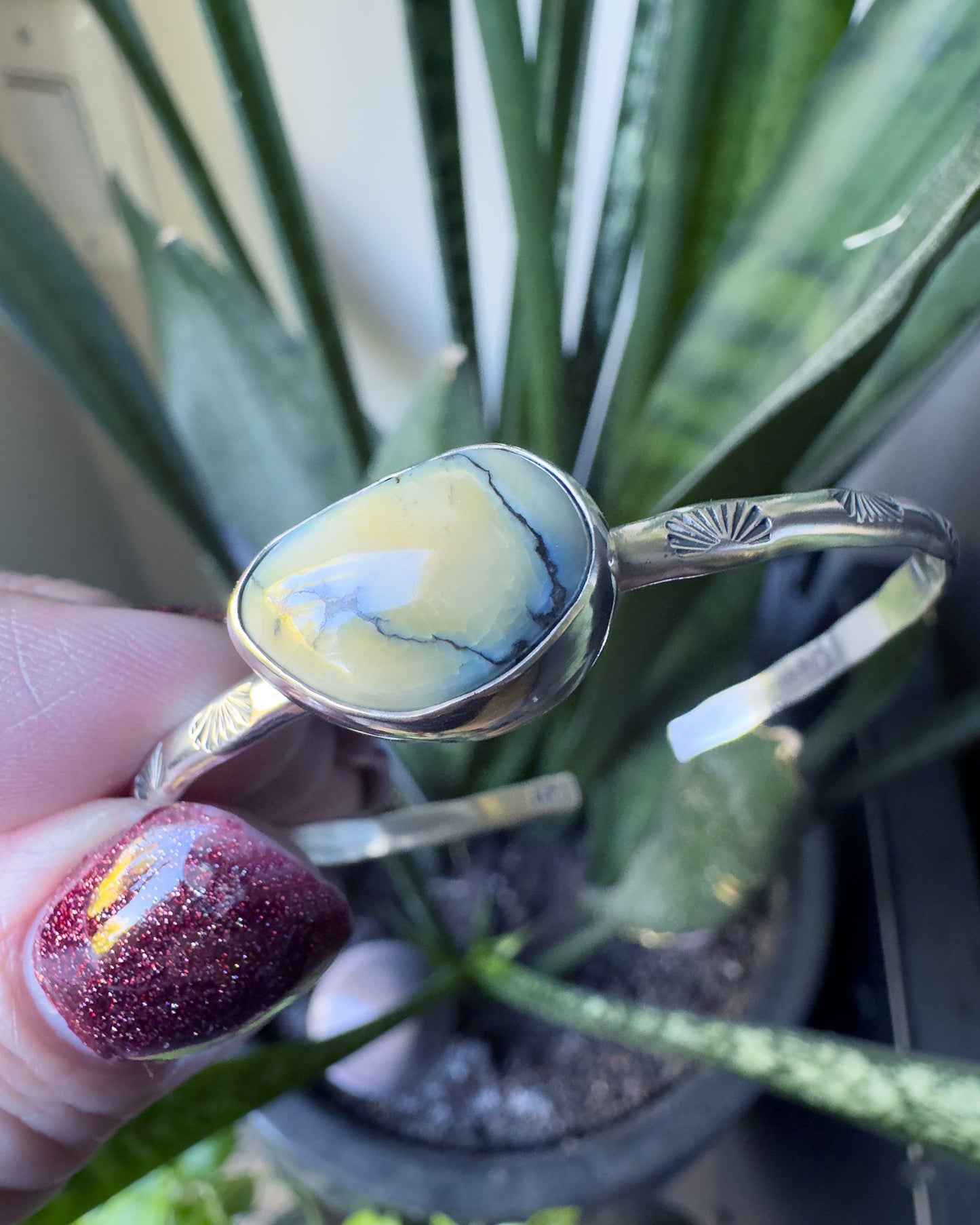 Silver Peak Variscite Cuff size 7