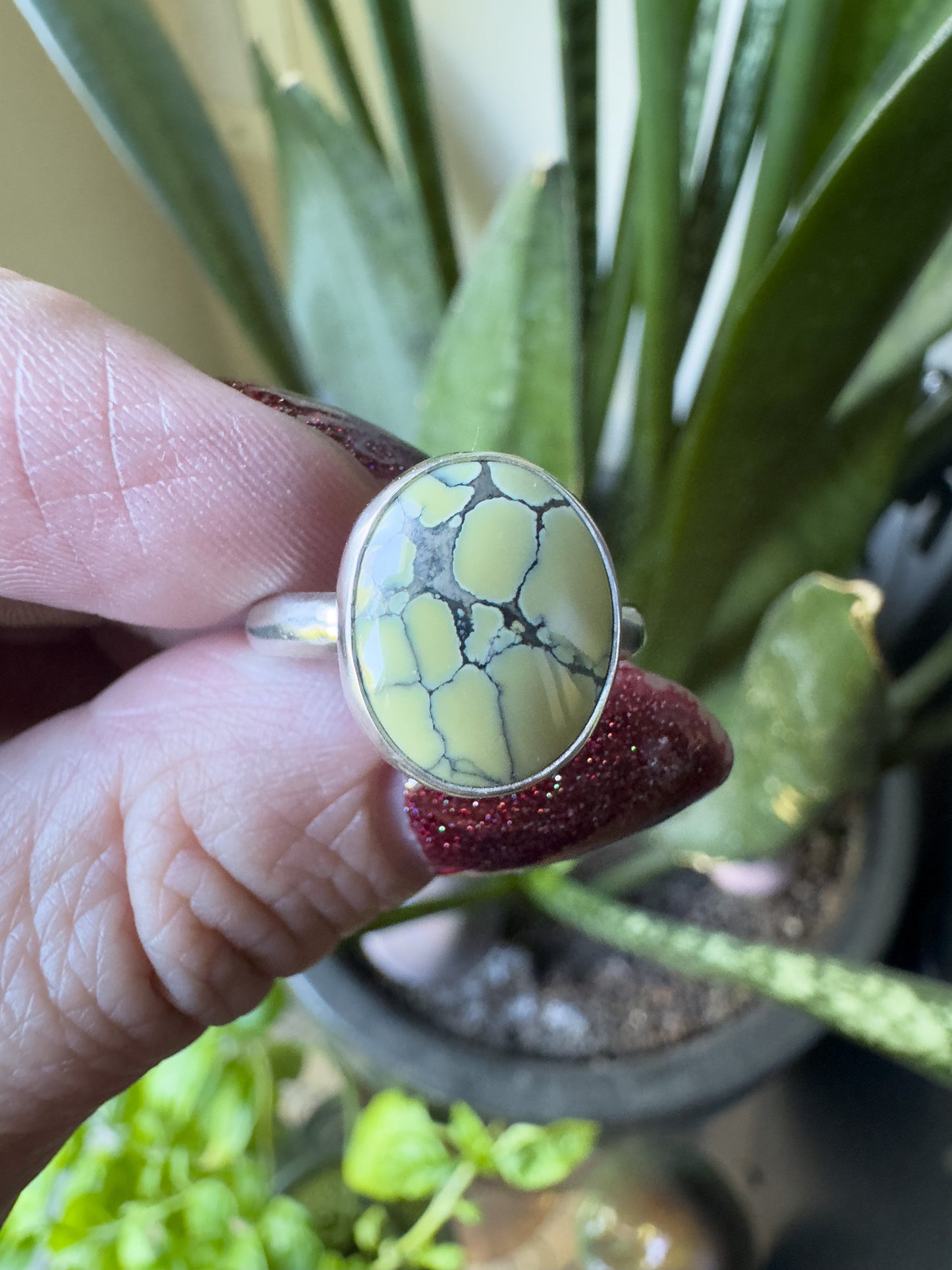 Silver Peak Variscite ring size 7