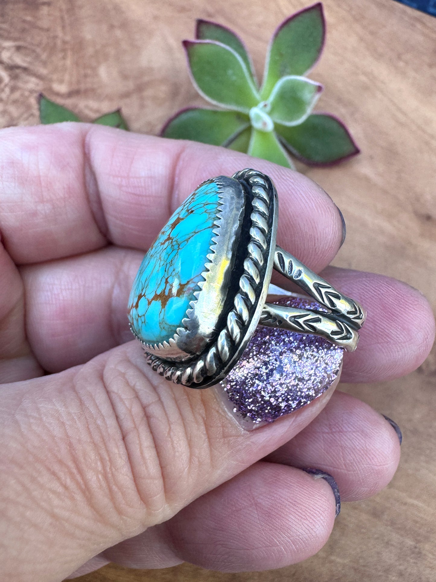 Kingman Gold Turquoise ring size 8