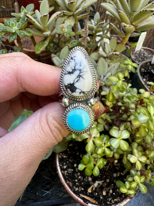 White Buffalo Sonoran Blue Turquoise size 10