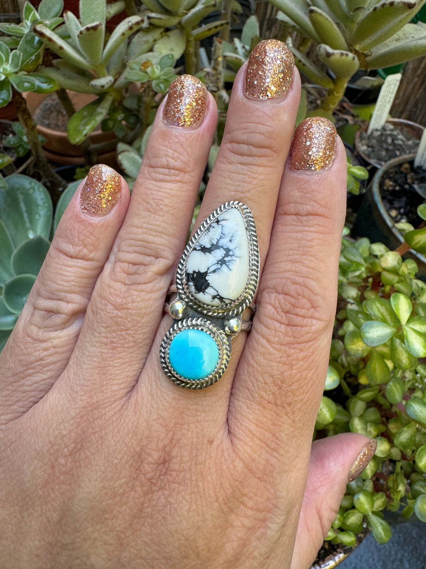 White Buffalo Sonoran Blue Turquoise size 10