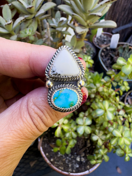 White Buffalo Sonoran Blue Turquoise size 6.5